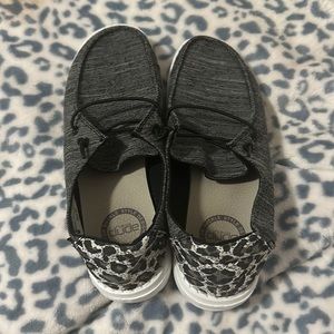 Hey Dude Womens Wendy Linen Black Grey Leopard